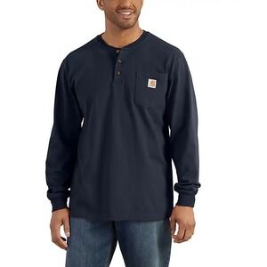Carhartt Men's Navy Dearborn Loose Long Sleeve Henley T-Shirt Size L NWT